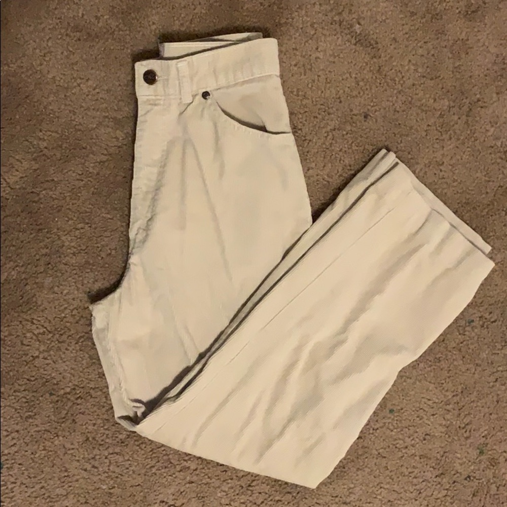 Cream chic corduroy pants.